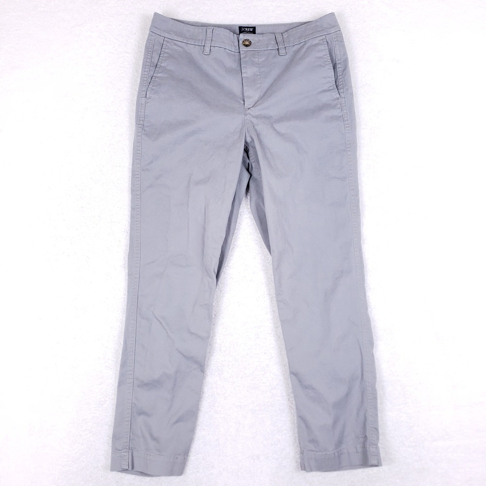 J.Crew Chino Pants Womens 8 High Rise Girlfriend Stretch Grey Casual Trousers